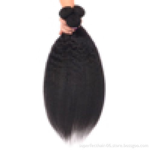 8A Grade Kinky Straight Hair bundles Cuticle Aligned Virgin Brazilian Human Hair Bundles With Lace Closure